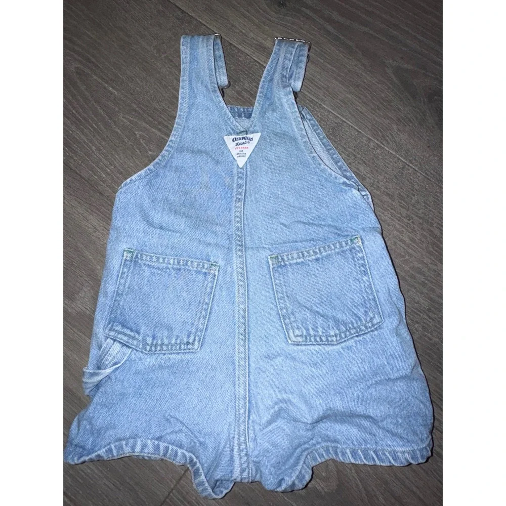Vintage OshKosh Bgosh Kids Light Wash Denim Shortalls Overalls Size 2T